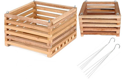 8 and 10 in wooden baskest, with hangers