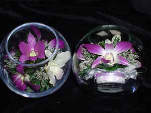 Glass Bowl with Orchid Flowers